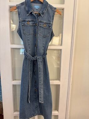 Draper James Denim Sleeveless Dress with Belt - Blue